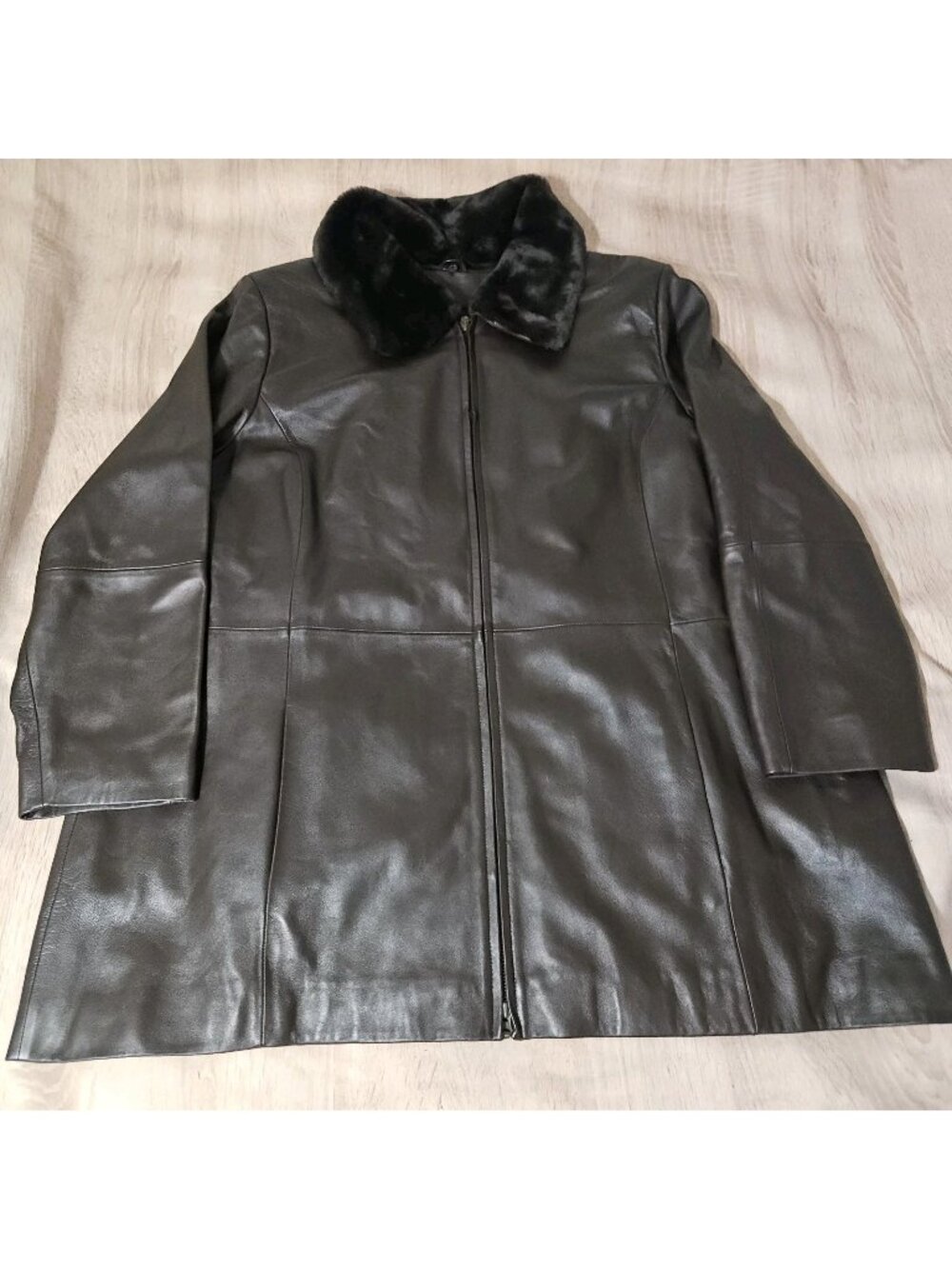 Mens Size 3x Preston & York Lambskin Leather Jacket Coat Brown Removable Liner
